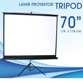 Layar Proyektor 70 inci Tripod 178cm x 178cm 70