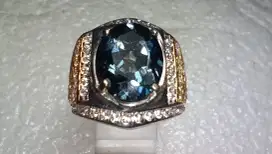 Cincin Perak Natural London Blue Topaz IRR Mewah