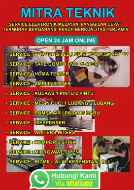 SERVICE TVTV LED, LCD, TEP DVD, KULKAS, MESIN CUCI, POMPA AIR, BUDURAN