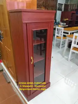 Almari Lemari Rak Kaca Arsip Dokumen Buku Helm Sepatu 1 Pintu Kayu #TP