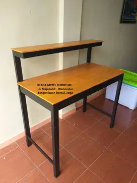 Meja Kerja Kantor Komputer Tulis Belajar Kost Rak Buku Tingkat Kayu #T