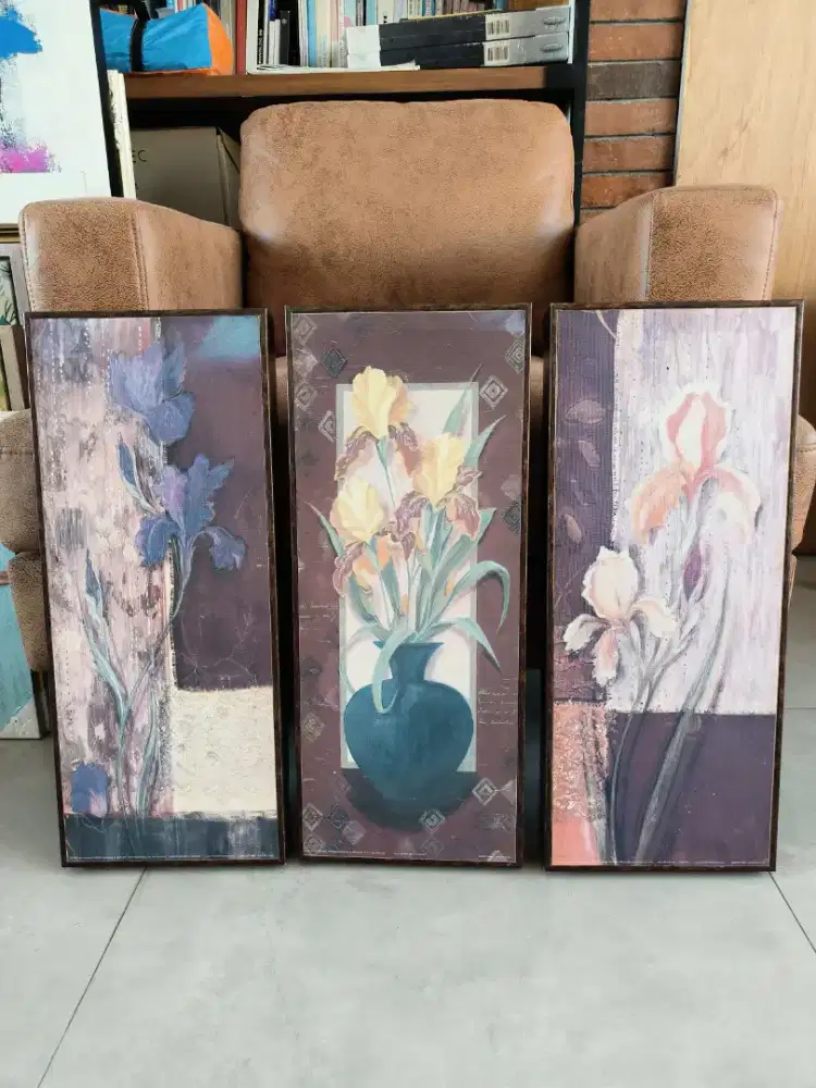 Lukisan 3 pcs Bunga Frame
