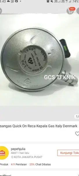 Automatic regulator kompor gas LPG made in eropa (italy,denmark,dll)