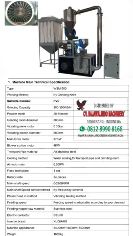 Mesin pulverizer plastik pvc