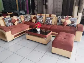 Sofa engkel dua coklat cream