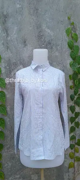 Kemeja salur baby blue