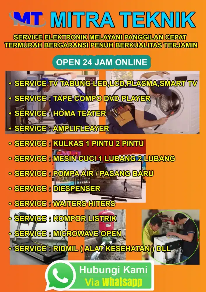 SERVICE TV LED, LCD TEP DVD, MESIN CUCI, POMPA AIR DAN PASANG BARU DLL