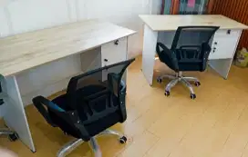 MEJA KERJA / KANTOR + KURSI KERJA / KANTOR BARU COD FREE ONGKIR