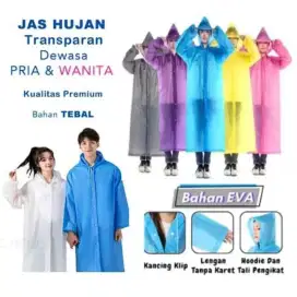 Jas Hujan Hoodie EVA Anak & Dewasa Pria Wanita