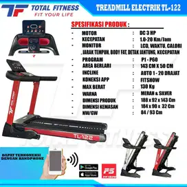 Alat Fitness Treadmill Elektrik 3 HP TL-122 Total Fitness