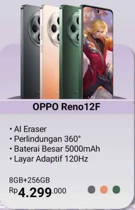 Oppo Reno12F Ram 8+8/256GB, Tanpa Dp
