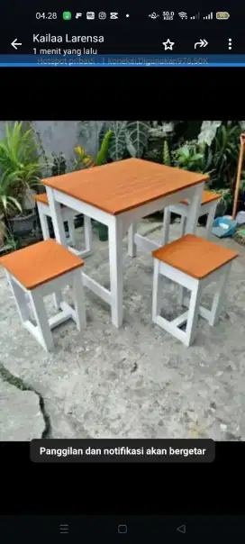 Meja buat cafe ukuran 60x50x74,/ kursinya