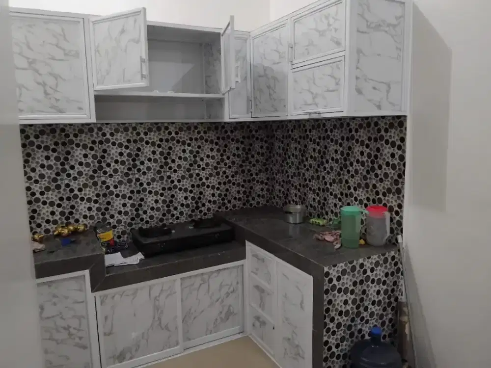 Kitchenset aluminium motif marmer