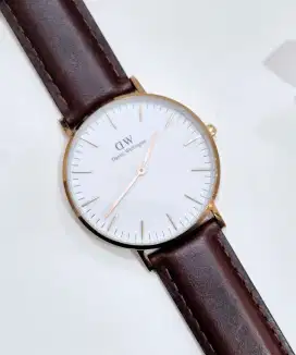 Daniel Wellington B36R5 tali kulit coklat jam tangan cewek