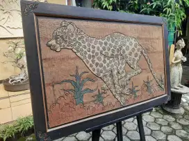 Ukir lukis kayu gambar cheetah fo p jawa