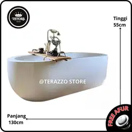 Bathtub Teraso Model Oval I Bathub Terrazzo Cantik Putih Glossy