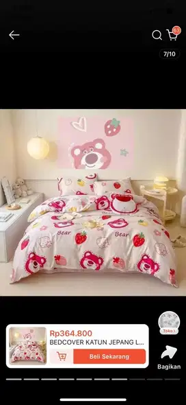 Bedcover lotso strawberry katun jepang