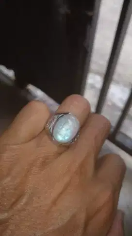 Cincin perak plus batu biduri bulan