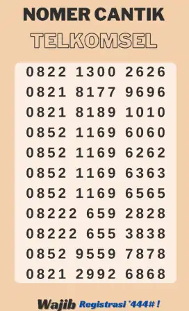 NOMER CANTIK TELKOMSEL , SERIAN ABAB