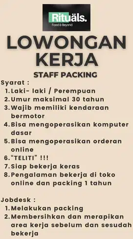 DICARI PACKER OLSHOP DAERAH JELAMBAR