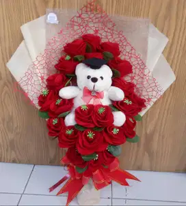 Buket Bunga Mawar Dan Boneka Hadiah Wisuda, Ulang Tahun, Pernikahan