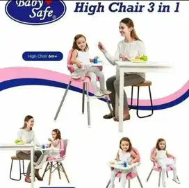 Kursi Bayi Baby Safe High Chair 3 in 1 | Kursi Bayi Untuk Anak Makan