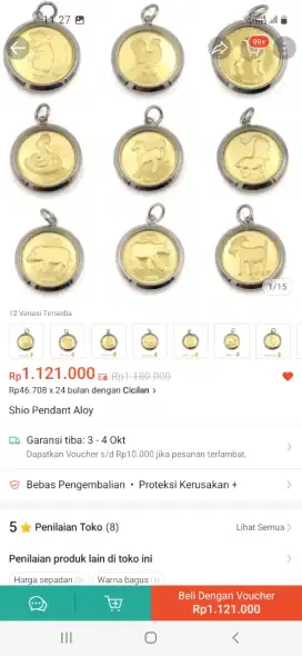 Dijual 1 kalung dengan liontin shio macan
