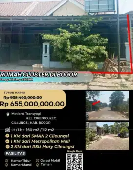 Dijual Rumah Metland Transyogi Cipenjo Cileungsi Bogor