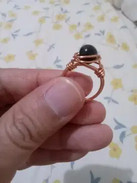 Cincin wanita sepuh emas mahkota black pearl