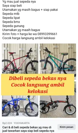 Cari & di beli sepeda bekas tak terpakai siap ambil kelokasi