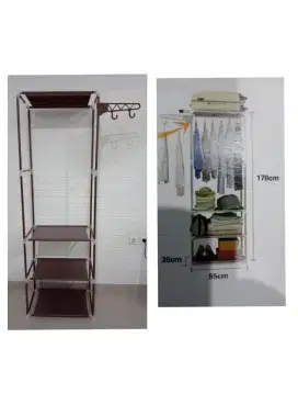 Lemari Pakaian Warna Coklat dan Abu