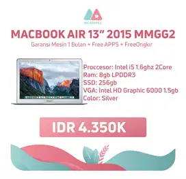 Macbook Air 13 2015 MMGG2 8gb 256gb Mulus Like New