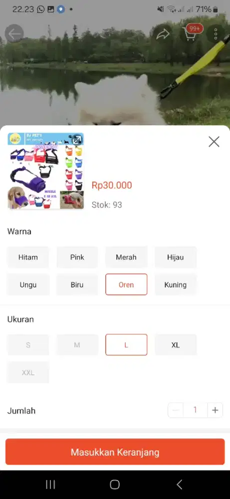 Muzzle / Brongsong penutup mulut anjing uk L