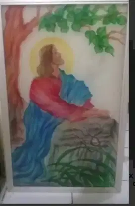Lukisan Yesus bahan kaca 200k