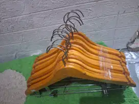 Hanger baju dan celana kayu estetik ada 12pcs