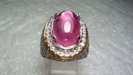 Cincin Perak Natural Pink Sapphire Kristal Mewah Berkelas