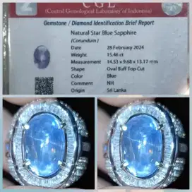 Star Blue sapphire ceylon 15 ct