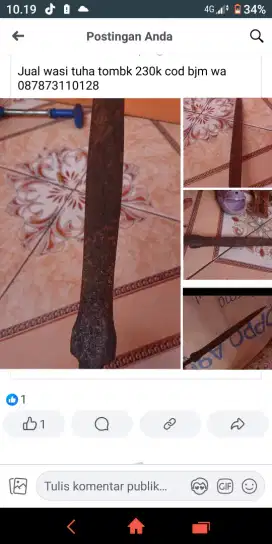 Jual tombak jadul wasi tuha bahari