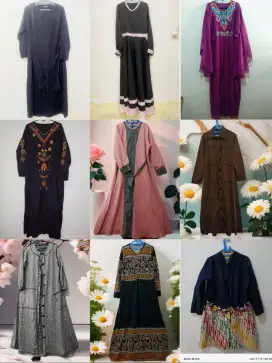 Gamis dress motif polosan blouse kerja kuliah pengajian