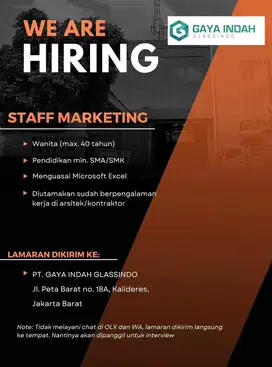 Dibutuhkan Staff Marketing