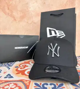 Topi Baseball MLB Caps New Era Hat Logo NY Metal Hitam Fullblack