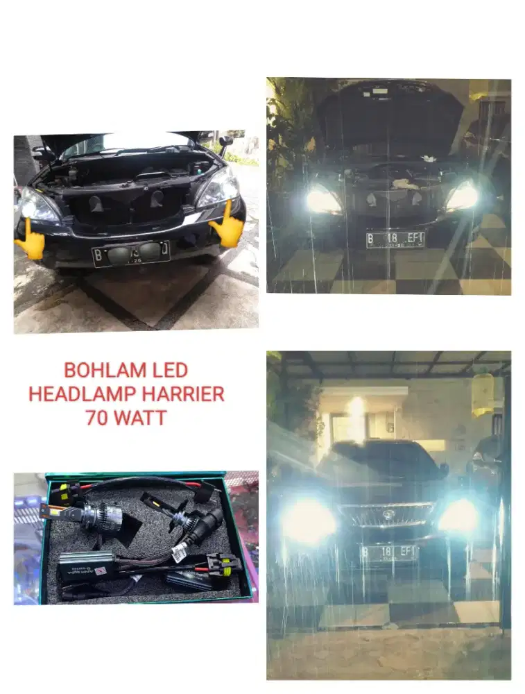 Bohlam LED headlamp Toyota Harrier 70watt SM pasang sejadetabek