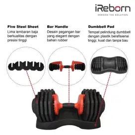 Alat Fitness Angkat Beban Adjustable Ireborn 25kg