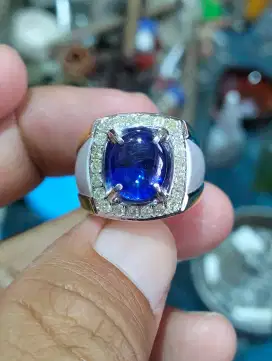 Cincin Blue safir pria ring  perak