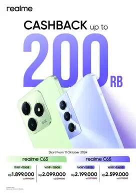 Stock langka Realme C65 nfc lagi Cashback juga