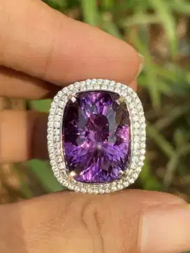 Kecubung Amethyst Quartz 20.02 ct Ring Silver Handmade