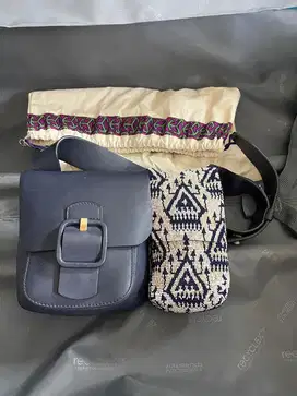 Tas Tory Burch Sawyer Embellished Double - Pocket Shoulder Bag Navy