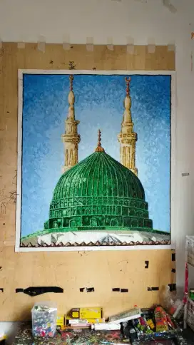 Lukisan Kubah Hijau Masjid Nabawi