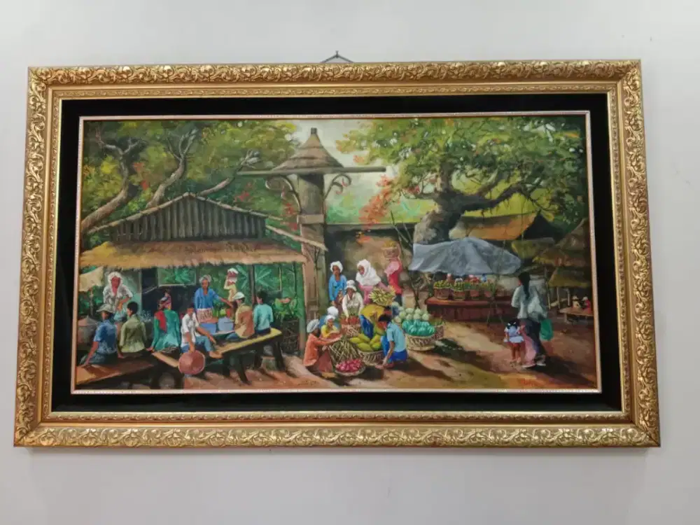 Lukisan pasar tradisional uk 98 x 132