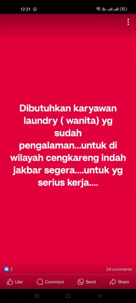 Karyawan laundry pengalaman